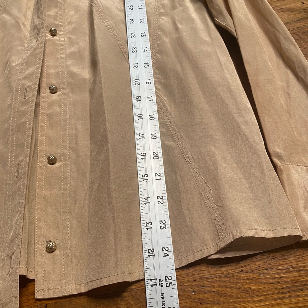 Elena Mirò Beige Metallic Button-Down Blouse – Size 46 (USA 10) - Picture 7 of 9